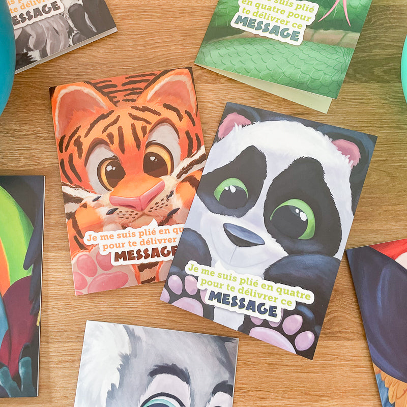 Cartes invitations anniversaire tigre et panda