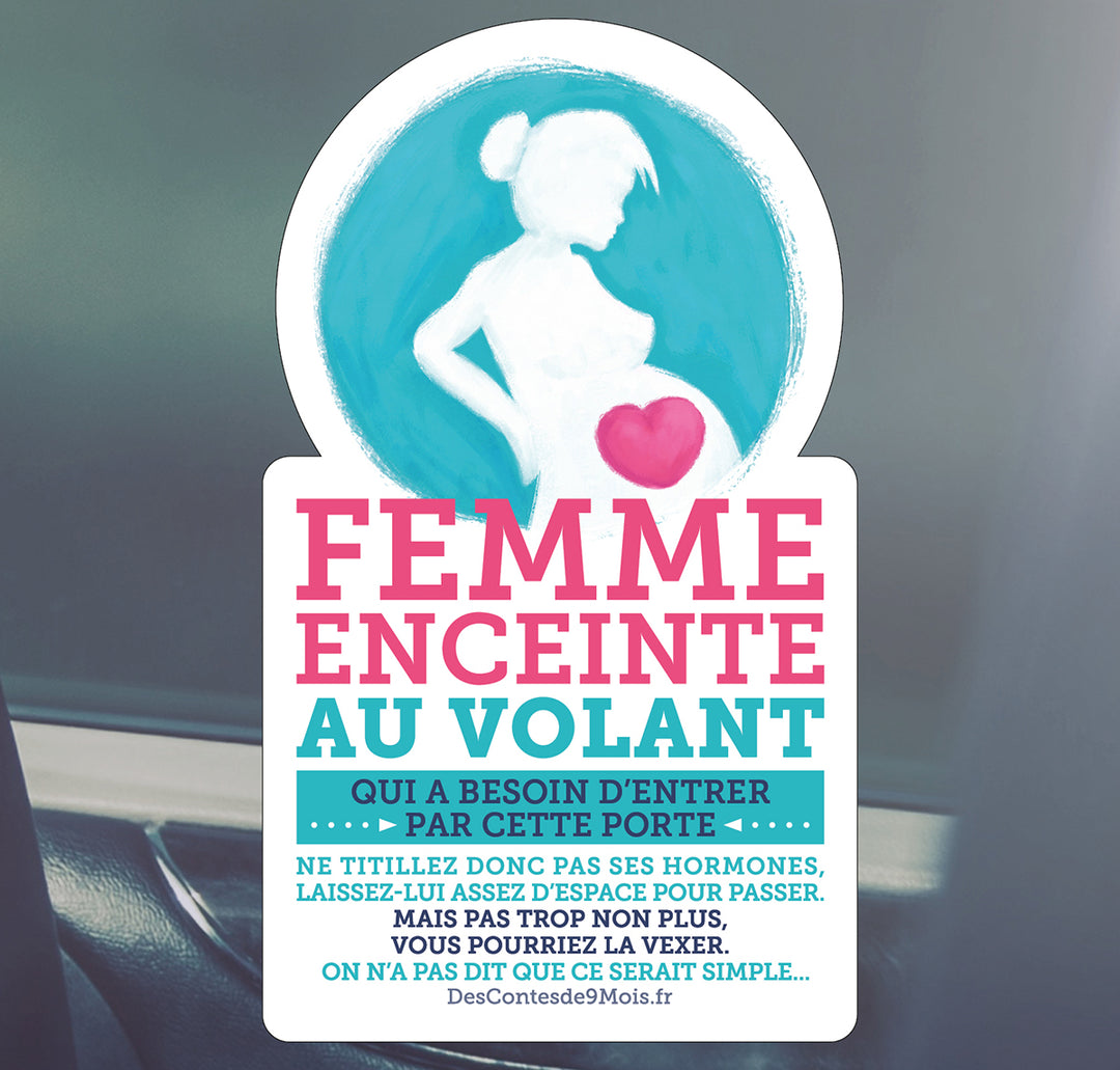 Sticker Femme Enceinte / Grossesse au volant - Autocollant vinyle